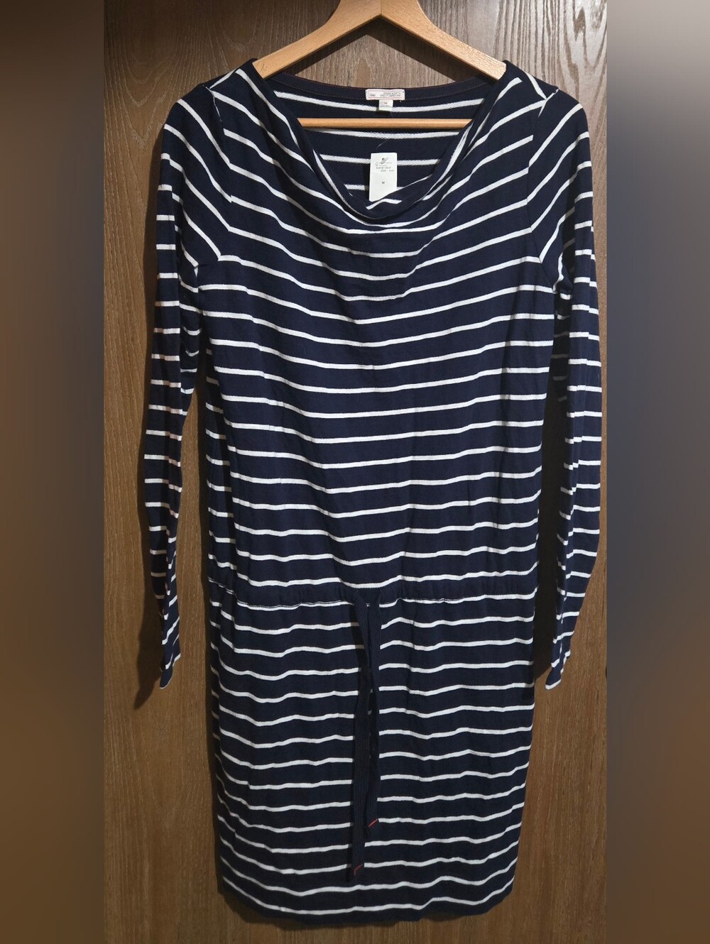 NWT - GAP Women's Blue and White Striped Long Sleeve Dress